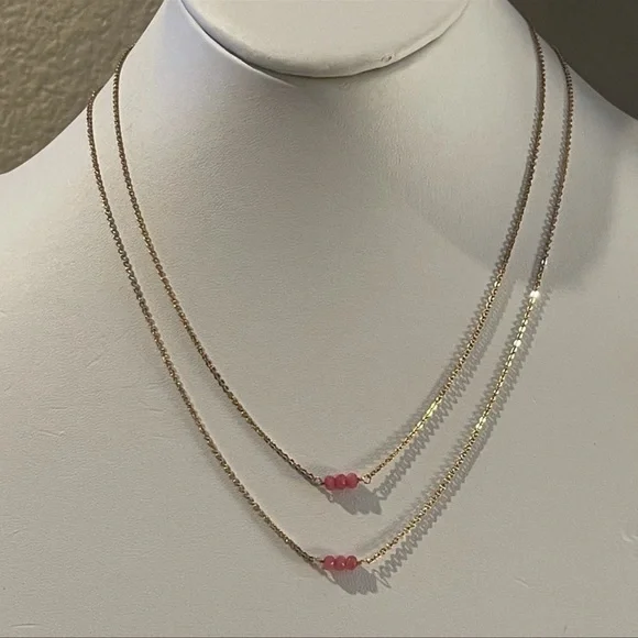 2 x Faceted natural rhodonite gold necklaces - Picture 3 of 6